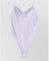forte_forte - Silk V-Neck Ruched Sleeveless Bodysuit - Lyst