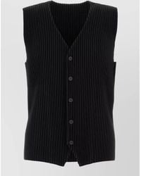 Homme Plissé Issey Miyake - Textured Polyester Vest Sleeveless V Neckline - Lyst