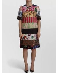 Dolce & Gabbana - Silk Patchwork Floral Jacquard Mini Dress - Lyst