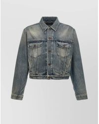 Balenciaga - Rhinestone Logo Denim Jacket - Lyst