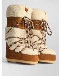 Moon Boot - Shearling Panelled Logo-Print Calf-Length Snow Boots - Lyst