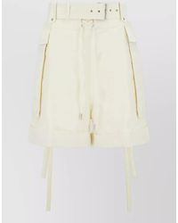 McQueen - Cotton Bermuda Shorts Adjustable Straps Belted Waist - Lyst
