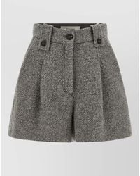 Golden Goose - Ryanna Shorts Pleated Front Textured Fabric Belt Loops - Lyst