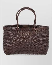 Dragon Diffusion - Mini Flat Gora Leather Basket Bag - Lyst