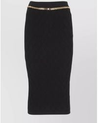 Elisabetta Franchi - Ribbed High-Rise Midi Pencil Skirt - Lyst