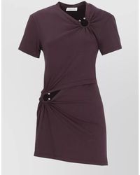 Rabanne - Asymmetric Cotton Dress Metal Neckline Hem - Lyst