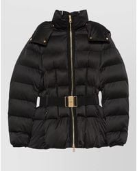 Elisabetta Franchi - Down Quilted Belted Hooded Jacket - Lyst