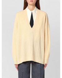 THE GARMENT - Cable Knit V Neck Long Sleeve Top - Lyst