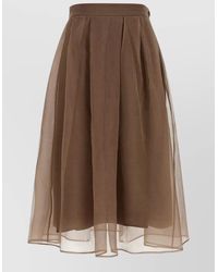 Brunello Cucinelli - Silk Pleated Midi Skirt - Lyst