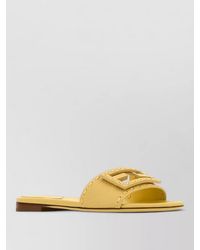 Fendi - Leather Baguette Sandals Flat Sole Studded - Lyst