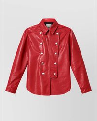 Isabel Marant - Lambskin Double-Breasted Leather Shirt Jacket - Lyst