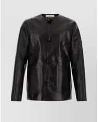 NAMACHEKO - Leather Jacket With Long Sleeves And Front Pockets - Lyst