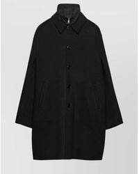 Prada - Long Sleeve Single Breasted Coat With Side Pockets And Back Vent - Lyst