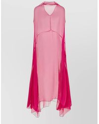 Dries Van Noten - Silk Draped Sleeveless Asymmetric Midi Dress - Lyst