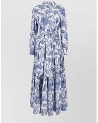 MC2 Saint Barth - Printed Dress Belted Waist Long Sleeves - Lyst