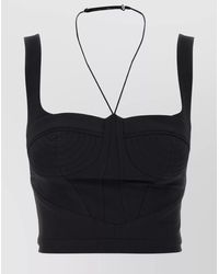 Nensi Dojaka - Halter Strap Cropped Top With Structured Cups - Lyst