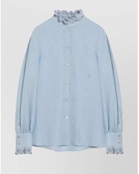 Valentino - Linen Shirt With Ruffles And Lace Trim - Lyst