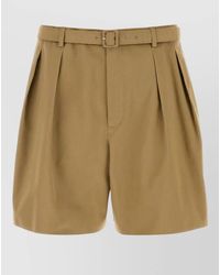 Saint Laurent - Drill Bermuda Shorts Pleated Front Belt Loops - Lyst