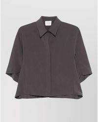 Alysi - Boxy Collared Shirt Short Sleeves Straight Hem - Lyst