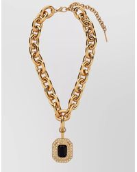Alessandra Rich - Adjustable Necklace Chunky Chain Stone Pendant - Lyst