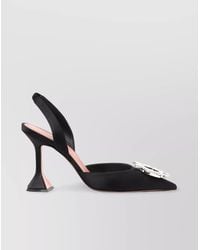 AMINA MUADDI - Silk Satin Crystal-Embellished Slingback Pumps - Lyst