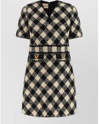 Valentino Garavani - Checked Tweed Mini Dress - Lyst
