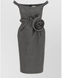 Magda Butrym - Wool Silk Draped Boat Neck Midi Dress - Lyst
