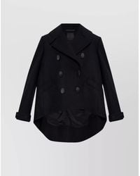 Givenchy - Wool Asymmetric Hem Double-Breasted Cropped Coat - Lyst