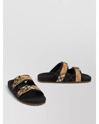Burberry - Leather Sandals Buckles Flat Sole Open Toe - Lyst