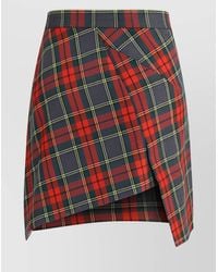 Vivienne Westwood - Wool High-Rise Asymmetric Check Wrap Mini Skirt - Lyst