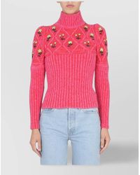 Cormio - Wool Ribbed Floral-Embroidered Turtleneck Jumper - Lyst