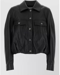 Loewe - Leather Jacket Collared Front Pockets Long Sleeves - Lyst
