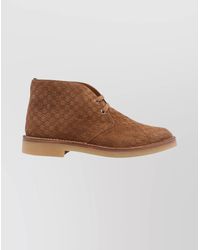 Gucci - Suede Leather Logo-Print Ankle Boots - Lyst