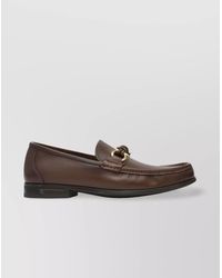 Ferragamo - Hardware Leather Round Toe Loafers - Lyst