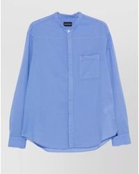 Emporio Armani - Cotton Shirt Mandarin Collar Long Sleeves - Lyst