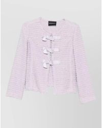 Emporio Armani - Tailored Blazer Jacket Bow Detail Bouclé - Lyst