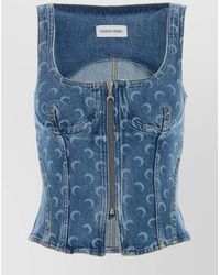 Marine Serre - Moon Denim Bustier Top - Lyst
