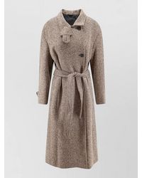 Brunello Cucinelli - Virgin Wool Herringbone Belted Coat - Lyst