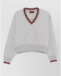 Gucci - Cropped Knit Cardigan Striped Trim V Neckline - Lyst
