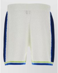 CASABLANCA - Crochet Bermuda Shorts Contrast Panels Ribbed Hem - Lyst