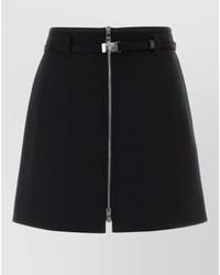 Prada - Virgin Wool Mini A-Line Skirt - Lyst