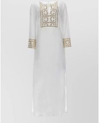120% Lino - Linen Floral-Embroidered Maxi Dress - Lyst