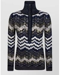 Missoni - Zigzag Knit Long Sleeve Mock Neck Top - Lyst