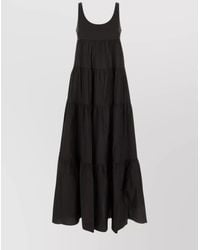 Michael Kors - Cotton Stretch Dress Tiered Scoop Neckline - Lyst