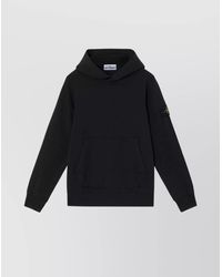 Stone Island - Hooded Sweatshirt With Front Pocket And Ribbed Cuffs - Lyst