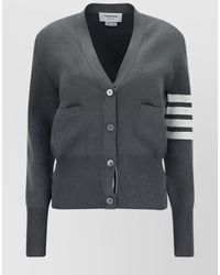 Thom Browne - Ribbed V-Neck Long-Sleeve Cardigan - Lyst