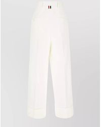 Thom Browne - High-Rise Wide-Leg Cropped Trousers - Lyst