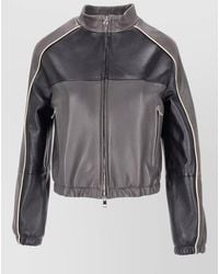 LA ROSE - Leather Bomber Jacket Contrast Panels - Lyst