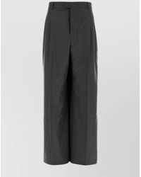 Ami Paris - Wide Leg Wool Trousers With Pleated Front - Lyst