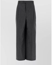 Ami Paris - Wide Leg Wool Trousers With Pleated Front - Lyst